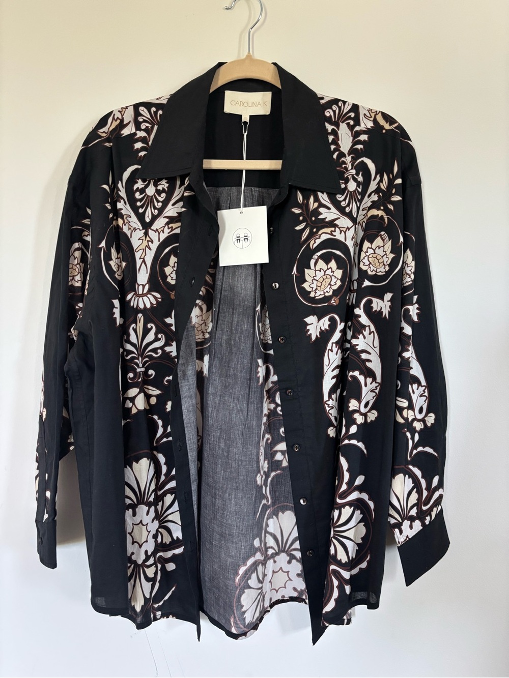 CAROLINA K. Black & Cream Printed Button-Down Jacket